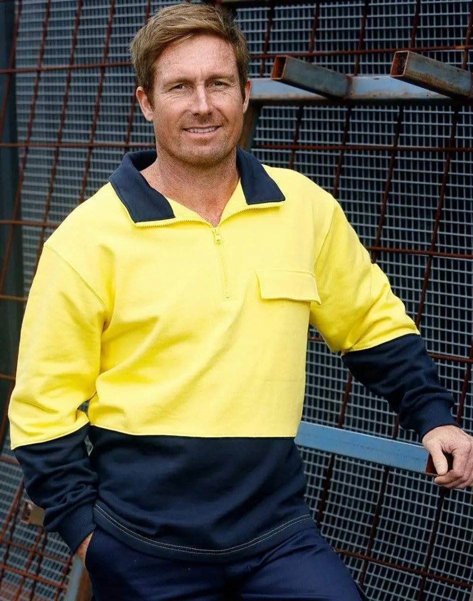 Hi-vis Two Tone Cotton Fleecy Sweat  SW47 Work Wear Australian Industrial Wear